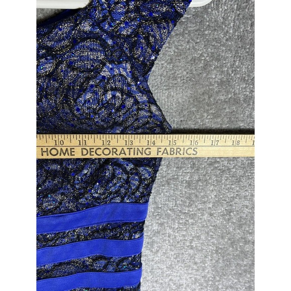 La Scala Iridescent Sequin Sleeveless Fitted Maxi Formal Dress Womens Small Blue - Picture 15 of 16
